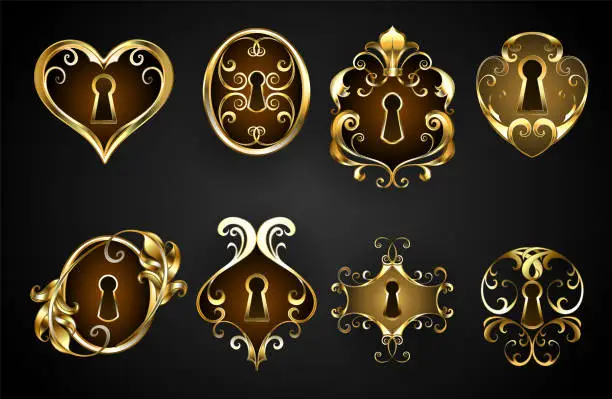 Vector illustration of antique keyholes