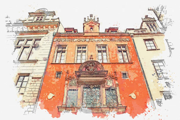 istock illustration. Traditional ancient architecture in Prague. 1047476020