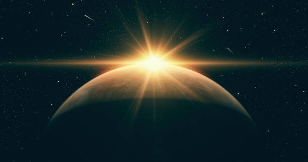istock Sunrise over Planet from space with galaxy star 1047478676