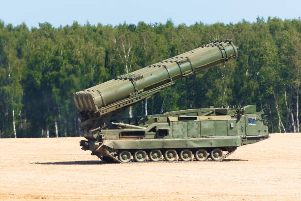 istock Powerful carrier rocket vehicle with a rocket aimed into the sky. 1047478706