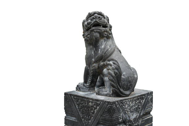 istock Kirin stone sculpture in white background 1047482966