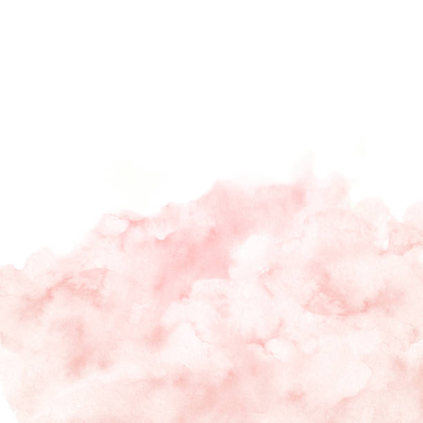 istock Watercolor pink border texture isolated on white background. Hand painted wedding invitation backdrop. 1047486886