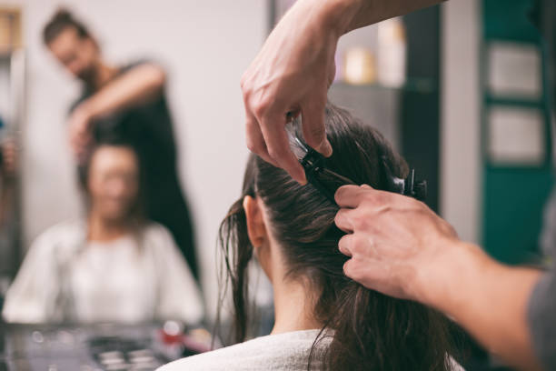 istock Hair styling in professional saloon 1047489260