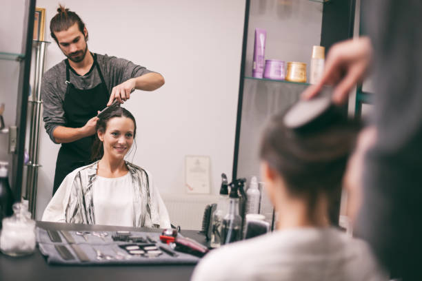 istock Hair styling in professional saloon 1047489482