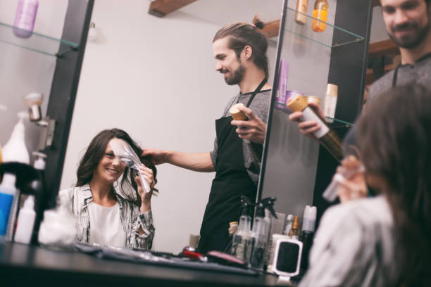 istock Hair styling in professional saloon 1047493112