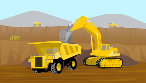 Coal Mining Operation Loading Into Heavy Truck In Valley Mining Vector Illustration Stock Illustration - Download Image Now - iStock Coal Mining Operation Loading Into Heavy Truck In Valley Mining Vector Illustration Stock Illustration - Download Image Now - iStock