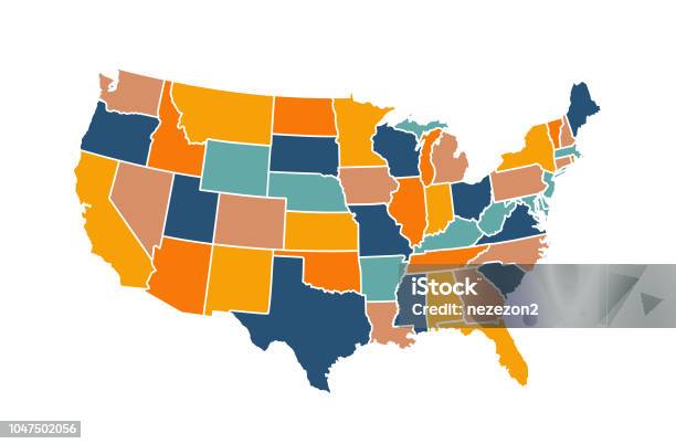 Usa Map Vector Illustration Stock Illustration - Download Image Now - Map, Oklahoma, Texas