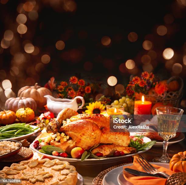 Cena Di Tacchino Del Ringraziamento - Fotografie stock e altre immagini di Ringraziamento - Ringraziamento, Cena, Carne di tacchino