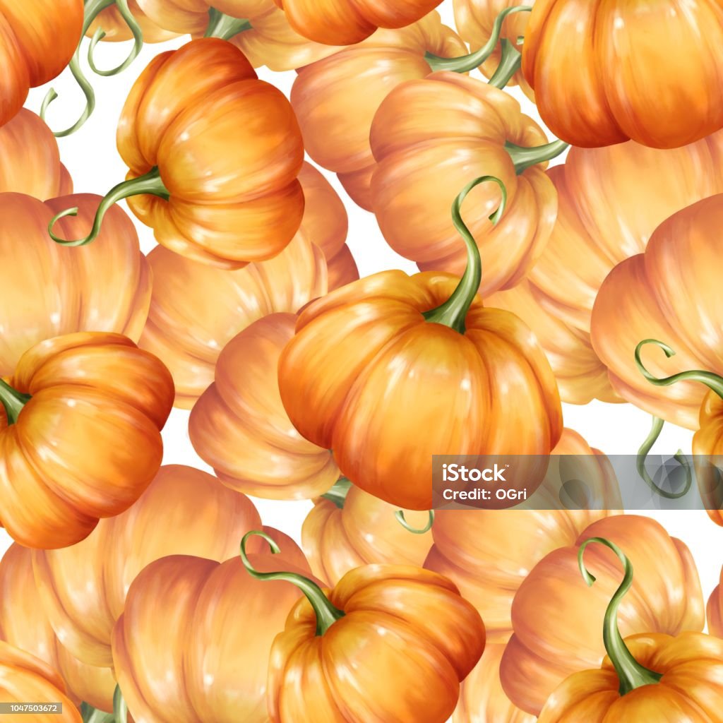 Pumpkin Pattern Abstract Seamless Pattern With Orange Pumpkins 5 Stock Illustration - Download ...