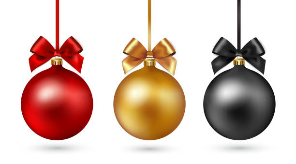 noel top şerit ve beyaz arka plan üzerinde yay. vektör çizim. - yılbaşı aksesuarı stock illustrations