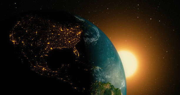 istock Sunrise over planet earth from space with galaxy star 1047509462