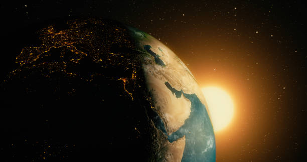 istock Sunrise over planet earth from space with galaxy star 1047509498