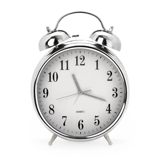 Front view of a clock, white background, contains clipping path