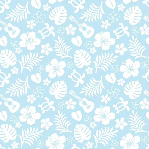 ilustrações, clipart, desenhos animados e ícones de padrão de tropical. - hawaiian culture hibiscus print pattern