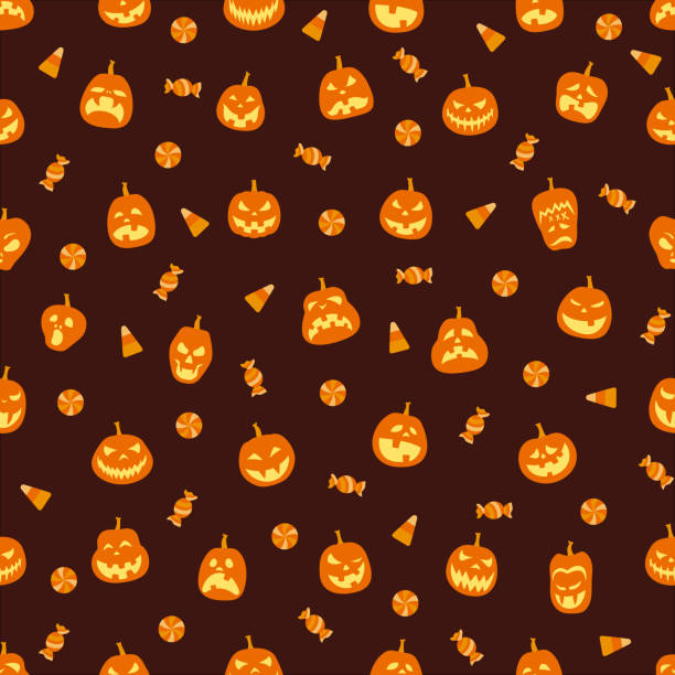 할로윈 축제 원활한 패턴 - halloween candy candy corn backgrounds stock illustrations