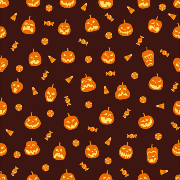 ilustrações, clipart, desenhos animados e ícones de padrão sem emenda festiva do dia das bruxas - halloween candy candy corn backgrounds