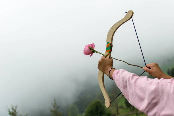una rosa al cielo - archery bow arrow women stock-fotos und bilder