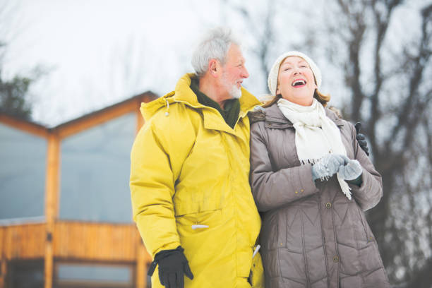 istock Senior couple enjoy winter time 1047536490