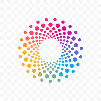 Innovation or technology company and web application vector logo icon of color dots circle