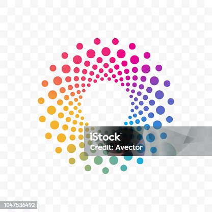 istock Innovation or technology company and web application vector logo icon of color dots circle 1047536492