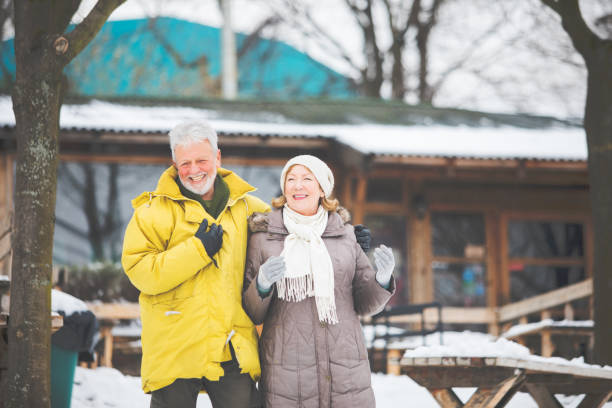 istock Senior couple enjoy winter time 1047536588