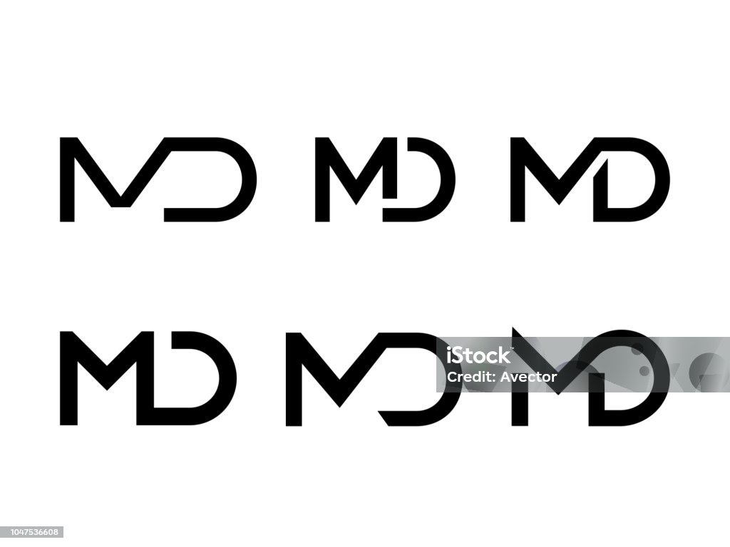 Letter M and D vector logo of ligature monogram icon for business or company brand Letter M stock vector