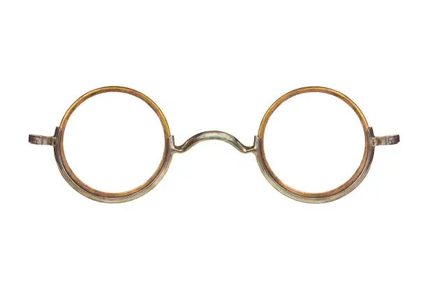Photo of Vintage circular eyeglasses isolated on white