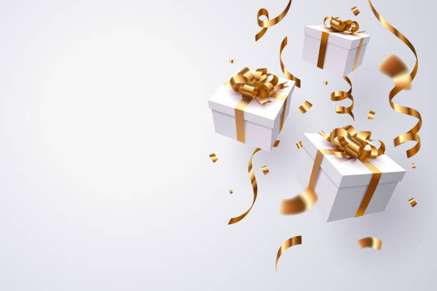 ilustrações de stock, clip art, desenhos animados e ícones de falling gift box, happy new year celebration. - gifts background