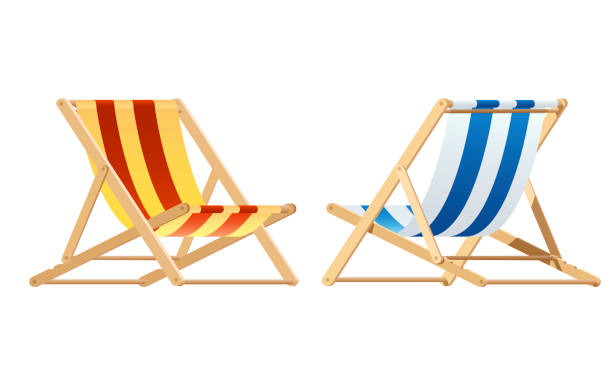 Deck chair. wood chair vector Deck chair. wood chair vector deck chair stock illustrations