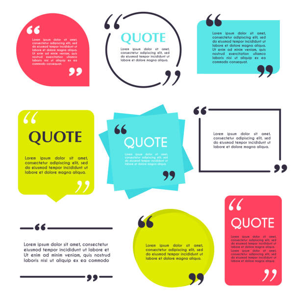 ilustrações de stock, clip art, desenhos animados e ícones de quote blank template. design elements, circle business card, paper sheet, information, text  for your design. - pulling