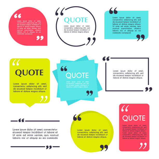 Quote blank template. Design elements, circle business card, paper sheet, information, text  for your design. Quote blank template. Design elements, circle business card, paper sheet, information, text  for your design. quotation text stock illustrations
