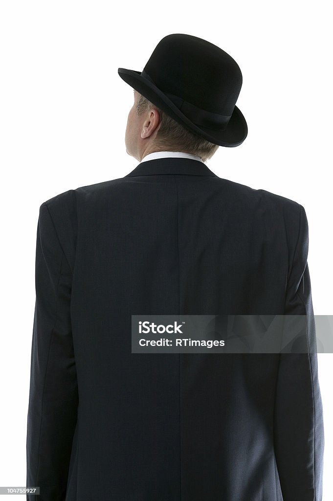 Uomo d'affari cercando - Foto stock royalty-free di Cappello a bombetta