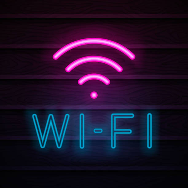 wi-fi のネオンサイン。 - wifi zone点のイラスト素材／クリップアート素材／マンガ素材／アイコン素材