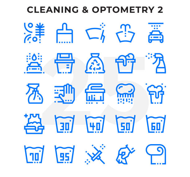 ilustrações, clipart, desenhos animados e ícones de pacote de ícones de contorno para interface do usuário do tracejado. ícone do vetor linha fina perfeita pixel definido para o aplicativo de web design e web site. - scrub brush