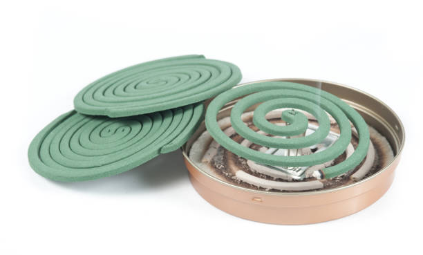 Mosquito coil on white background Mosquito coil on white background cutter insect repellant stock pictures, royalty-free photos & images