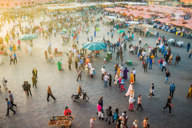 istock Evening Djemaa El Fna Square with Koutoubia Mosque, Marrakech, Morocco 1047574836