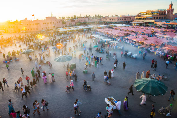 istock Evening Djemaa El Fna Square with Koutoubia Mosque, Marrakech, Morocco 1047575032