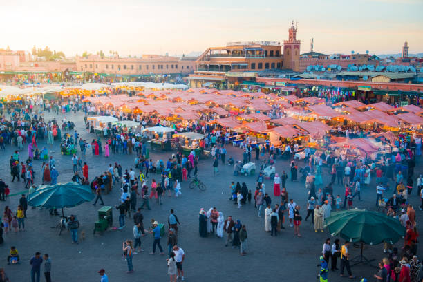 istock Evening Djemaa El Fna Square with Koutoubia Mosque, Marrakech, Morocco 1047575252