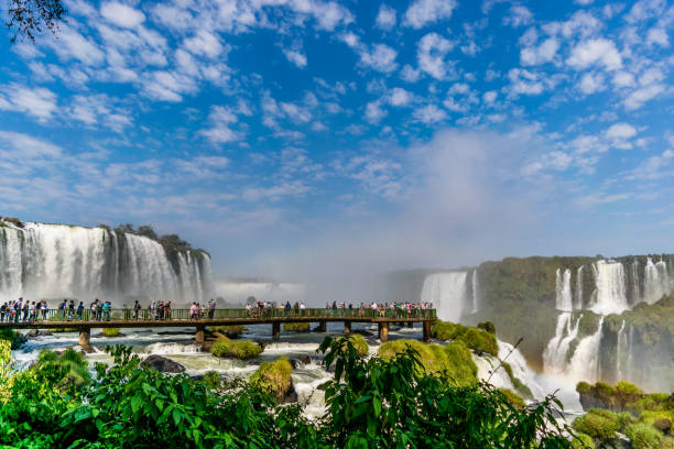 foz do iguaçu falls - parana - beauty in nature natural phenomenon waterfall falling water imagens e fotografias de stock