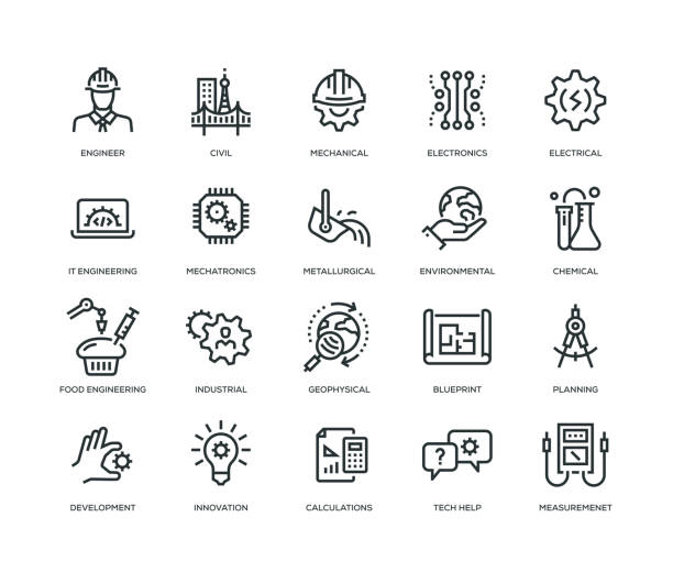 Engineering Icons - Line Series Engineering Icons - Line Series blueprint icons stock illustrations