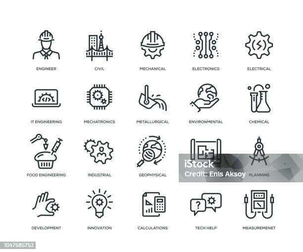 Engineering Icons Line Series Stock Illustration - Download Image Now - Engineer, Engineering, Blueprint