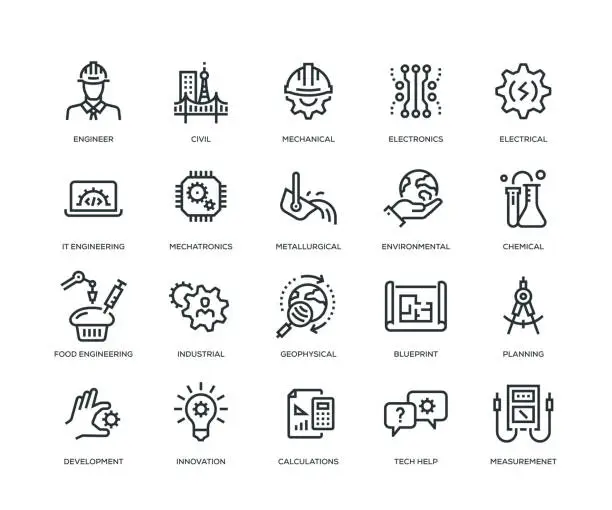 Vector illustration of Engineering Icons - Line Series