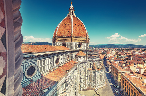 Santa Maria del Fiore cathedral in Florence, Italy in summer.