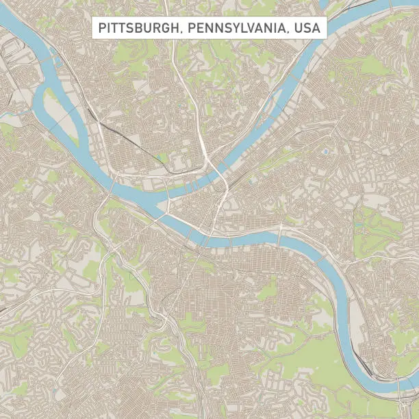 Vector illustration of Pittsburgh Pennsylvania US City Street Map