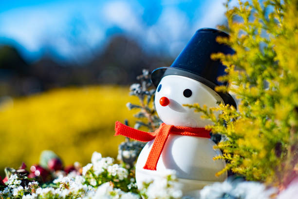 Snowman doll outdoors