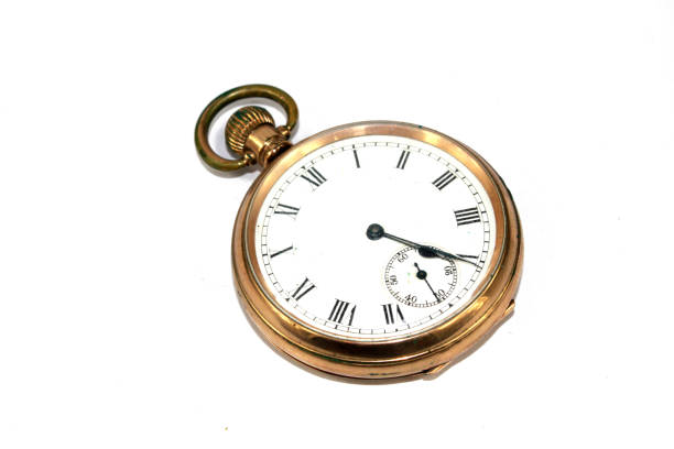 istock Vintage Antique Clock Watch Timepiece On White background 1047593428