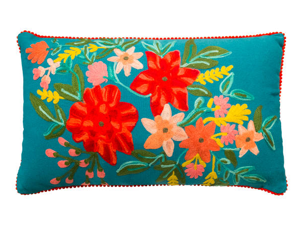 colorful decorative pillow. - pillow cushion embroidery homewares imagens e fotografias de stock