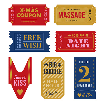 Set of Christmas Tickets and Coupon. - Illustration