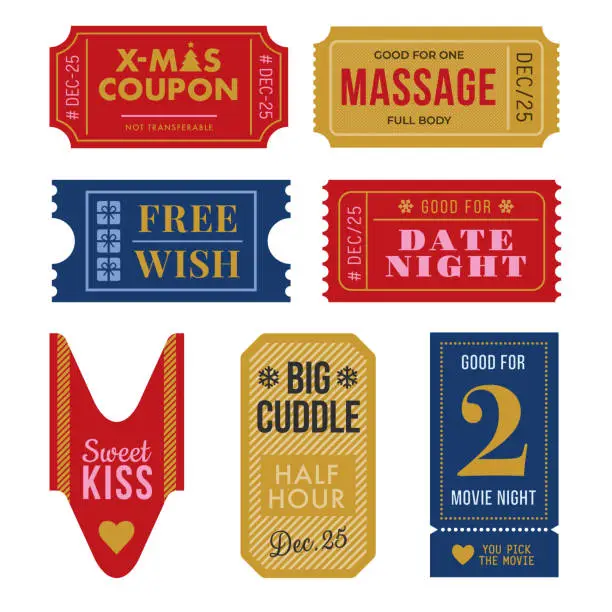 Vector illustration of Set of Christmas Tickets and Coupon