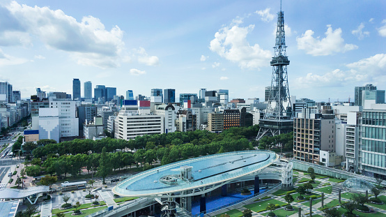 oasis21 and television tower, landmark of sakae, nagoya, japan at  sep 13, 2017.